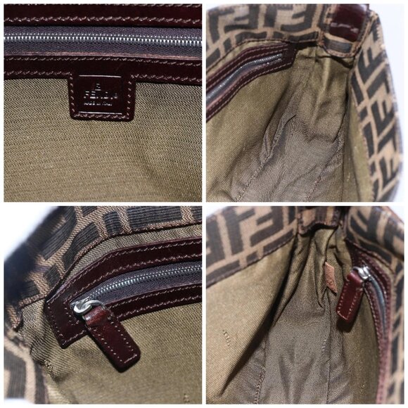 FENDI Zucca Canvas Mamma Baguette Shoulder Bag Black Brown Silver Auth SW1723 - Picture 16 of 16